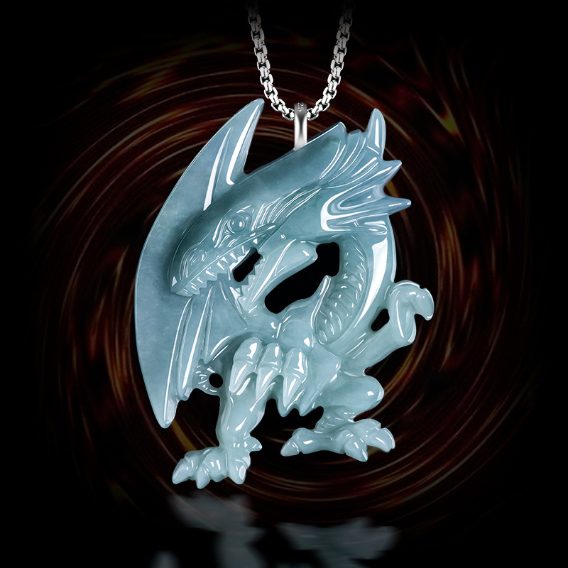 Rings - Blue Myanmar Jadeite Dragon Pendant Necklace