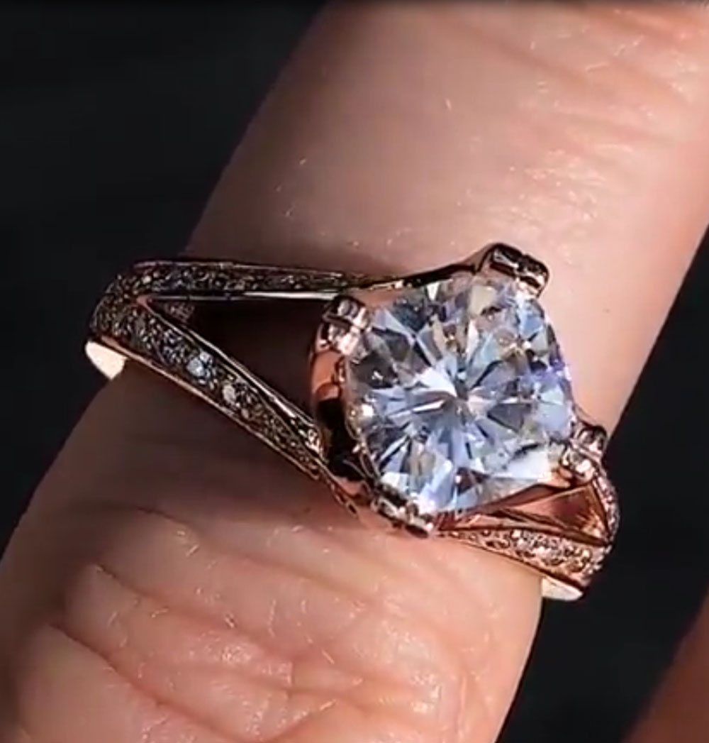 Custom Solid 10K Rose Gold Wom - Moissanite Engagement Ring 1 Carat review and price