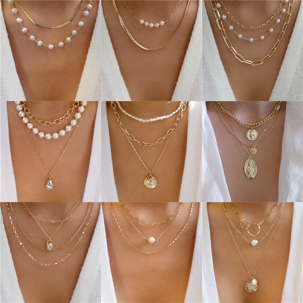 Trendy Gold-plate Geometric Be - Pearl Choker Necklace Vintage review and price