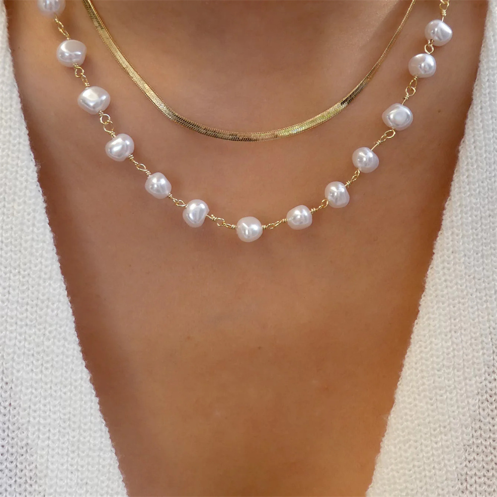 Trendy Gold-plate Geometric Be - Pearl Choker Necklace Vintage review and price