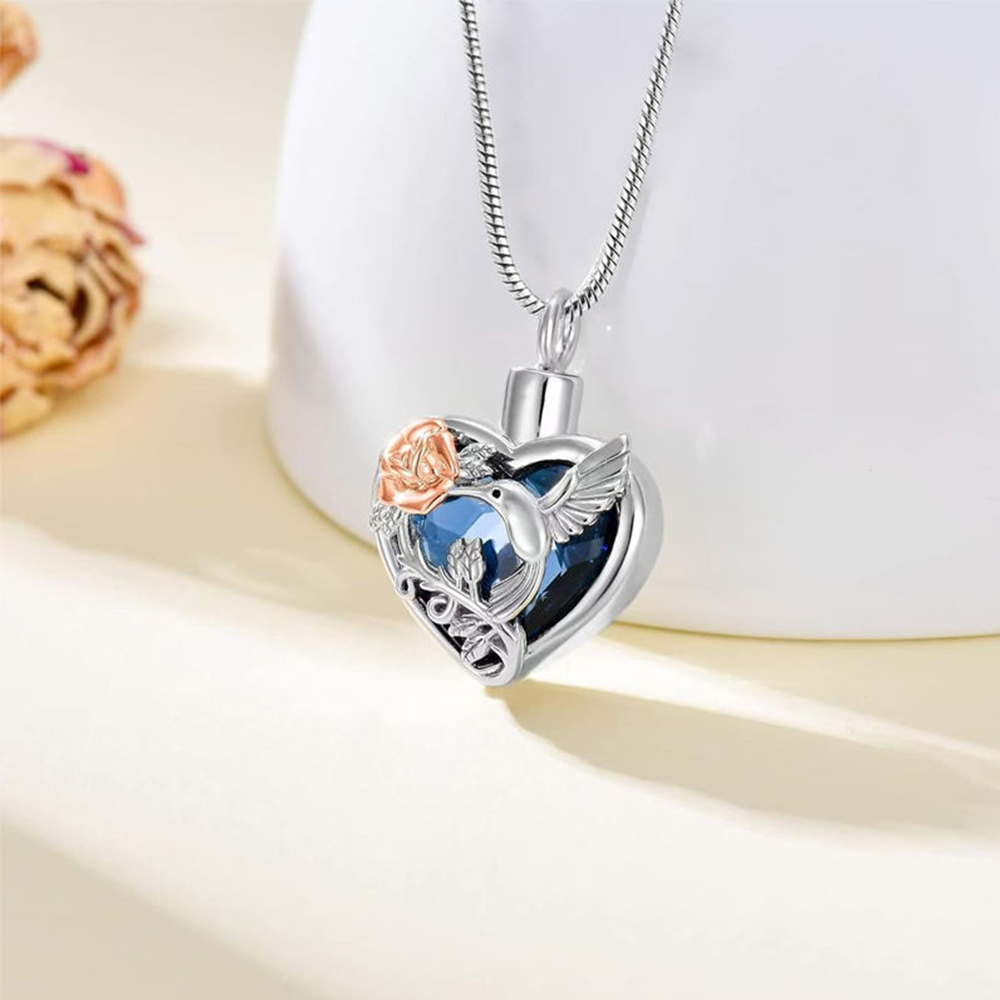 Hummingbird Heart Urn Locket N - Heart Locket Necklace Photo review and price