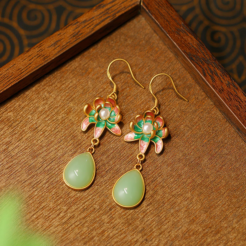 Green Natural Jade Water Drop  - Earrings review and price