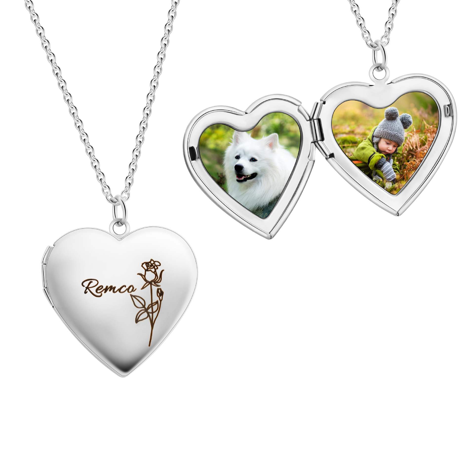 Silver Color Love Heart Photo  - Heart Locket Necklace Photo review and price