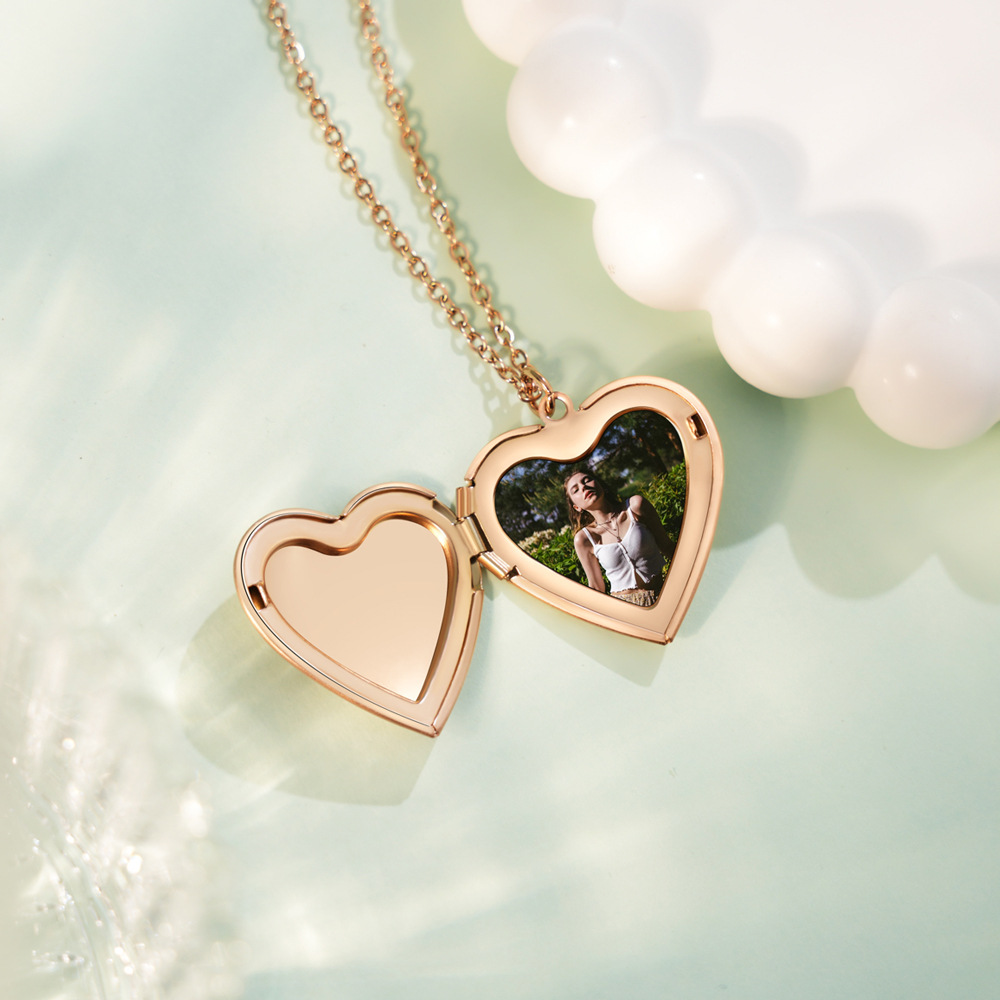 Silver Color Love Heart Photo  - Heart Locket Necklace Photo review and price