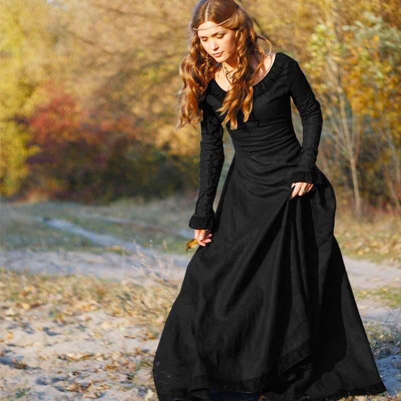 Women Medieval Long Dress V Ne - Necklaces review and price