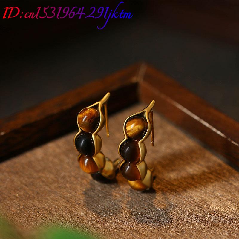 Tiger Eye Pod Earrings Gemston - Earrings review and price