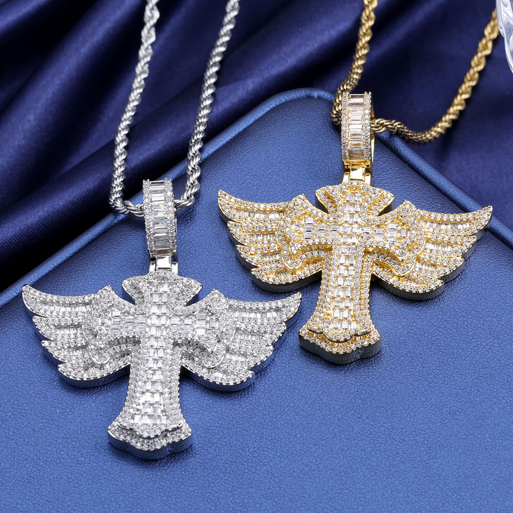 Hip Hop Full Diamond 18k gold  - Cross Pendant Necklace Gold review and price